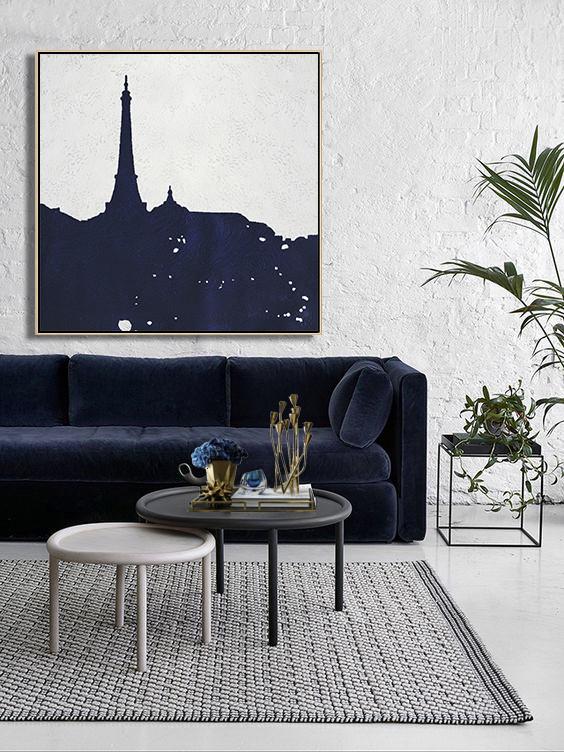 Navy Blue Minimalist Painting #NV191A - Click Image to Close